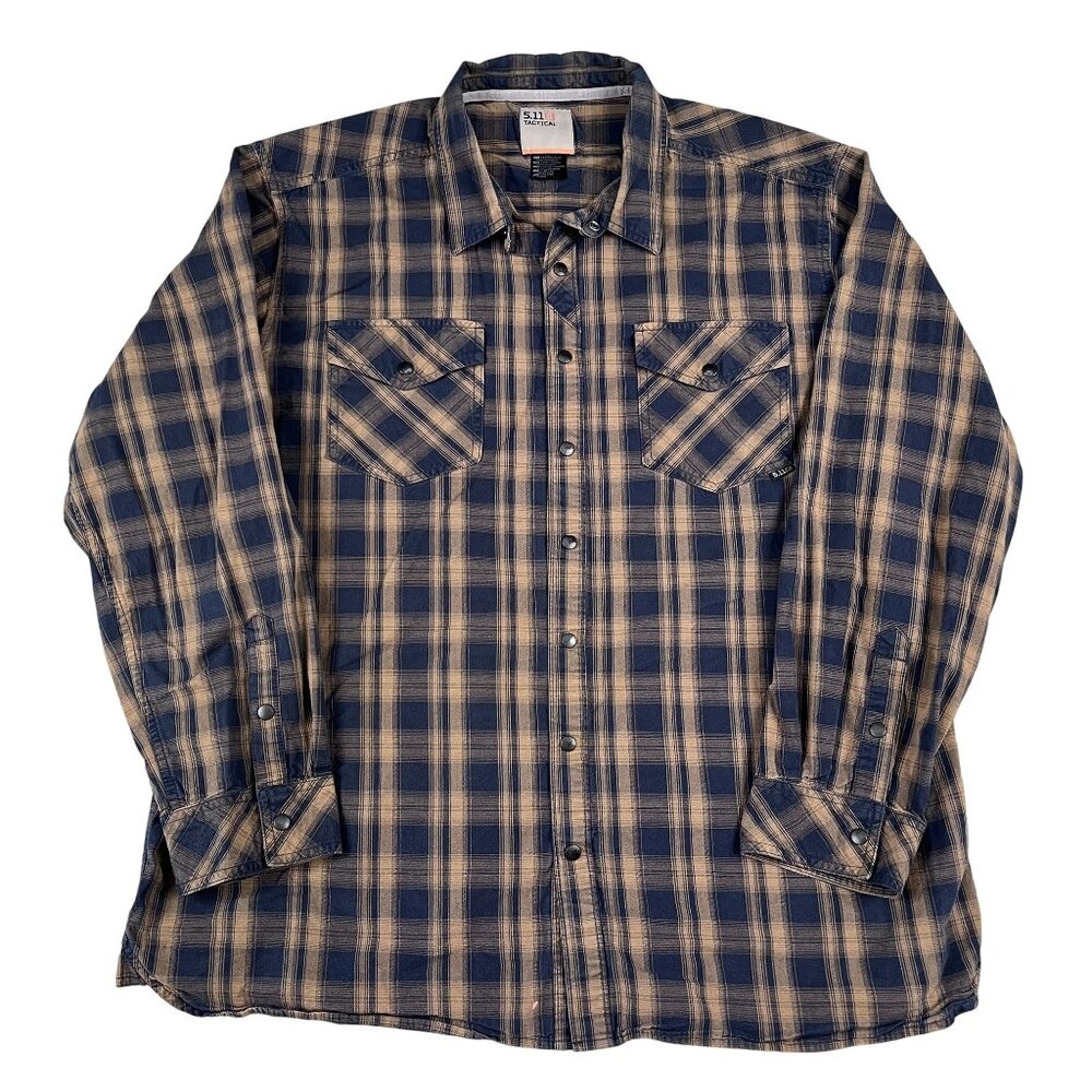 5.11 Tactical Mens Snap Button Western Wear Plaid Shirt Sz XXL